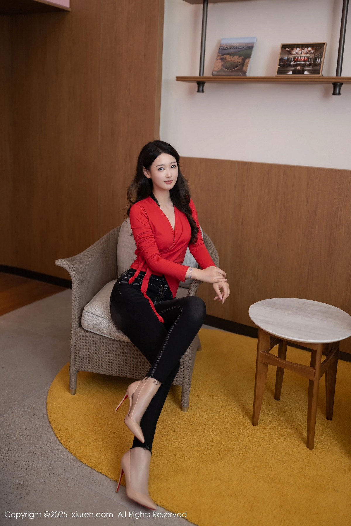 模特唐安琪性感黑色情趣内衣配开档肉丝秀曼妙身姿完美诱惑写真79P-美美写真